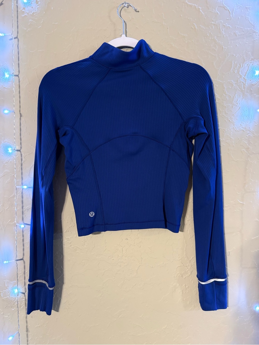 Lululemon Athletica Its Rulu Run Cropped Half Zip Ribbed in the Color Psychic